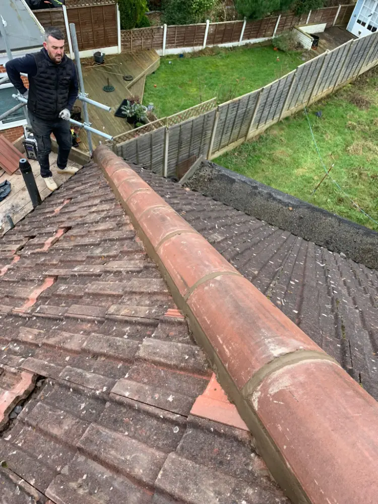 Roof Ridge Tile Replacement in Northfield, Birmingham 8 damaged ridge tiles replaced 08