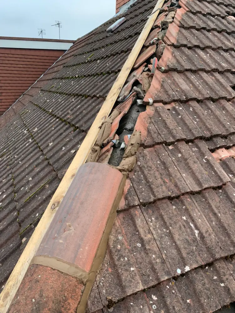 Roof Ridge Tile Replacement in Northfield, Birmingham 12 damaged ridge tiles replaced 12