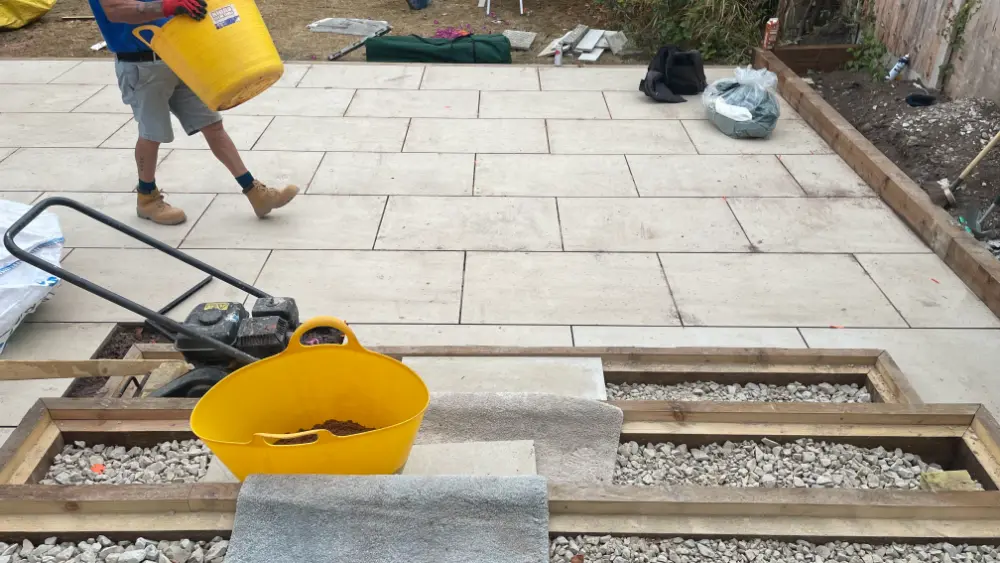 Porcelain Patio Installation and Garden Transformation