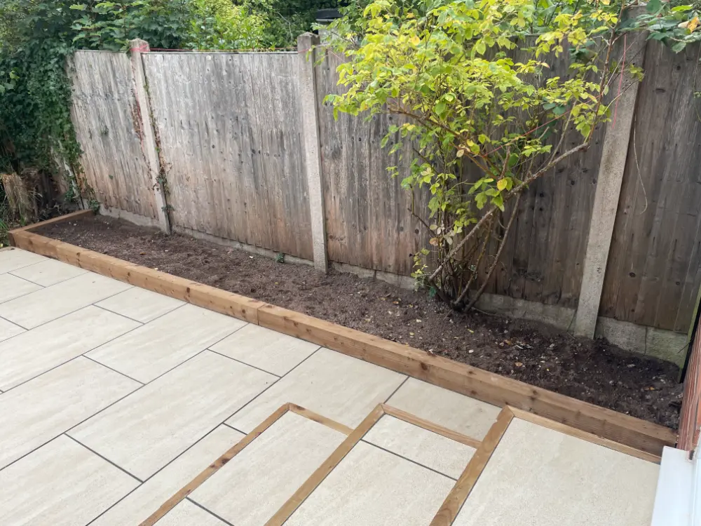 Porcelain Patio Installation and Garden Transformation