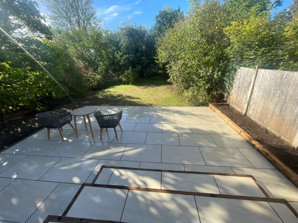 Porcelain Patio Installation and Garden Transformation
